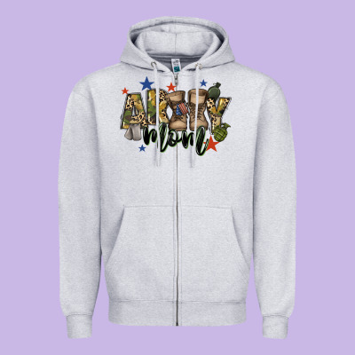 Army Mom Zipper Hoodie Designed By Fadigitalartstudio