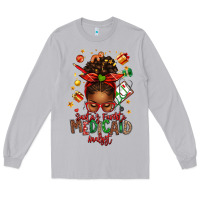 Moon Dust Santa's Favorite Medicaid Analyst Afro Messy Bun Long Sleeve Tee - texasbilliewilder