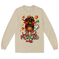 Mushroom Santa's Favorite Medicaid Analyst Afro Messy Bun Long Sleeve Tee - texasbilliewilder