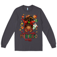 Santa's Favorite Medicaid Analyst Afro Messy Bun Long Sleeve Tee | Teevron