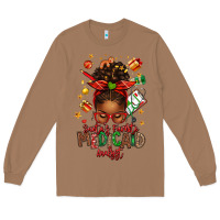 Toasted Coconut Santa's Favorite Medicaid Analyst Afro Messy Bun Long Sleeve Tee - texasbilliewilder