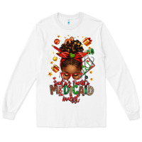 White Santa's Favorite Medicaid Analyst Afro Messy Bun Long Sleeve Tee - texasbilliewilder