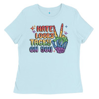 Baby Blue hate looks tacky on you pride Ladies Tee - MaliasSmallBusiness