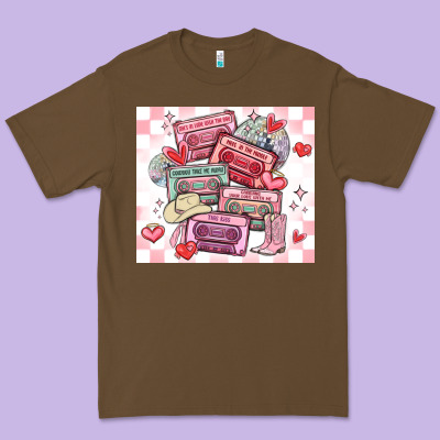 Valentine's Day Cassette Tapes Premium Tee Designed By Maliassmallbusiness