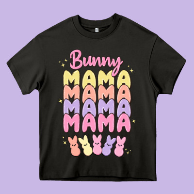 Bunny Mama Heavy Core Tee Designed By Maliassmallbusiness