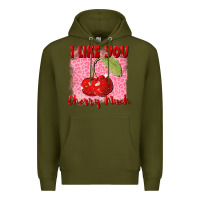 Army Green I like you cherry much Valentine's Day Premium Hoodie - FaDigitalArtStudio