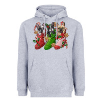 Heather Grey french bulldog with christmas socks Heavyweight Hoodie - FaDigitalArtStudio
