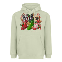 Matcha french bulldog with christmas socks Heavyweight Hoodie - FaDigitalArtStudio
