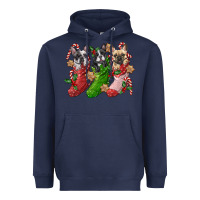 Navy french bulldog with christmas socks Heavyweight Hoodie - FaDigitalArtStudio