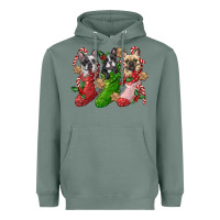 French Bulldog With Christmas Socks Heavyweight Hoodie | Teevron