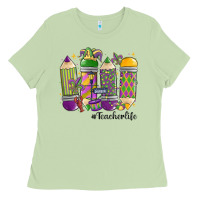 Matcha mardi gras teacher life Ladies Tee - MaliasSmallBusiness