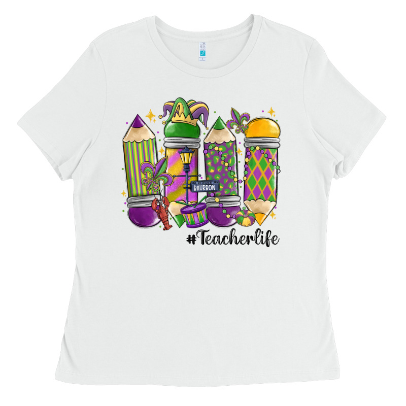 Mardi Gras Teacher Life Ladies Tee by MaliasSmallBusiness | Teevron