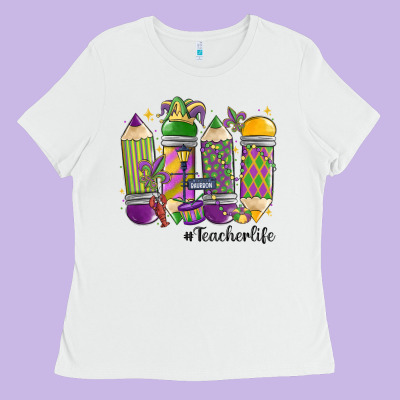 Mardi Gras Teacher Life Ladies Tee Designed By Maliassmallbusiness