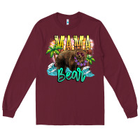 Burgundy Mama bear summer Long Sleeve Tee - NancyCooperArtShop