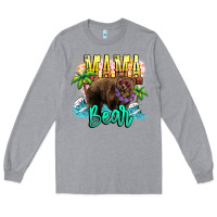 Heather Grey Mama bear summer Long Sleeve Tee - NancyCooperArtShop