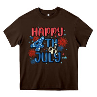 Chocolate Brown happy 4th of july Heavy Core Tee - MaliasSmallBusiness