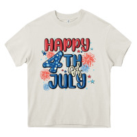 Cream happy 4th of july Heavy Core Tee - MaliasSmallBusiness