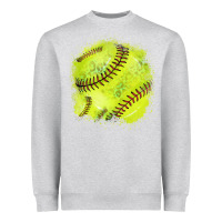 Heather Grey Softball background Heavyweight Sweatshirt - HowdyJamesFarm