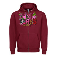 Burgundy valentine vibes with cowgirl boots olivia Zipper Hoodie - OliviaCreatesArt