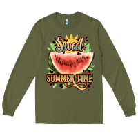 Army Green sweet summer time watermelon Long Sleeve Tee - NancyCooperArtShop