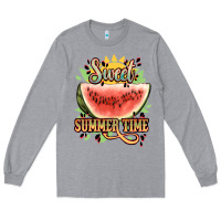 Heather Grey sweet summer time watermelon Long Sleeve Tee - NancyCooperArtShop