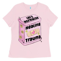 Bubblegum Pink let's normalize healing trauma Ladies Tee - MaliasSmallBusiness