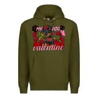 Army Green My dog is my Valentine's Day Premium Hoodie - FaDigitalArtStudio
