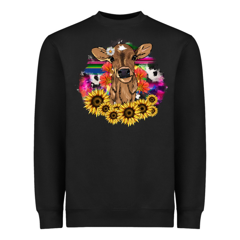 Baby Cow Flower Heavyweight Sweatshirt by HowdyJamesFarm | Teevron