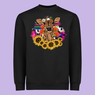 Baby Cow Flower Heavyweight Sweatshirt Designed By Howdyjamesfarm