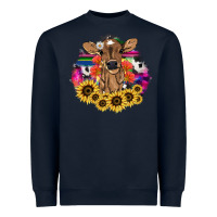 Navy Baby Cow flower Heavyweight Sweatshirt - HowdyJamesFarm