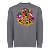 Storm Baby Cow flower Heavyweight Sweatshirt - HowdyJamesFarm