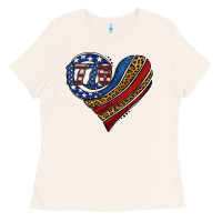 Bone american western leopard flag heart Ladies Tee - Jasminsmagicworld