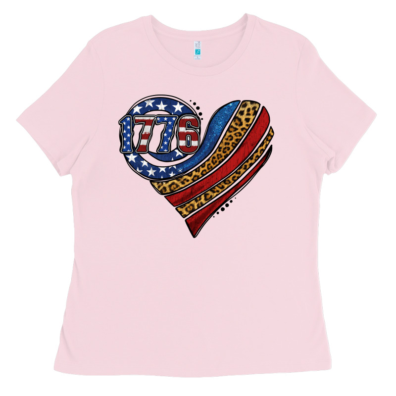 American Western Leopard Flag Heart Ladies Tee by Jasminsmagicworld | Teevron