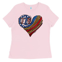 Bubblegum Pink american western leopard flag heart Ladies Tee - Jasminsmagicworld