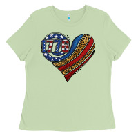 Matcha american western leopard flag heart Ladies Tee - Jasminsmagicworld