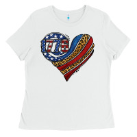 White american western leopard flag heart Ladies Tee - Jasminsmagicworld