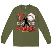 Army Green back to school 1st baseball game on Long Sleeve Tee - NancyCooperArtShop