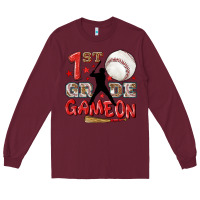 Burgundy back to school 1st baseball game on Long Sleeve Tee - NancyCooperArtShop
