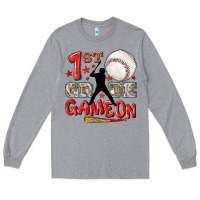 Heather Grey back to school 1st baseball game on Long Sleeve Tee - NancyCooperArtShop