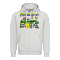 Dove Grey mardi gras dude alligator olivia Zipper Hoodie - OliviaCreatesArt
