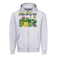 Heather Grey mardi gras dude alligator olivia Zipper Hoodie - OliviaCreatesArt