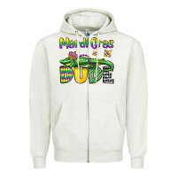 Oatmeal Heather mardi gras dude alligator olivia Zipper Hoodie - OliviaCreatesArt