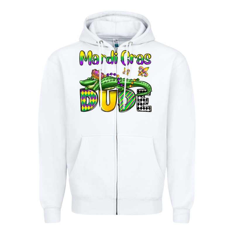 Mardi Gras Dude Alligator Olivia Zipper Hoodie by OliviaCreatesArt | Teevron