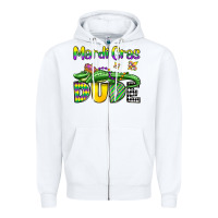 White mardi gras dude alligator olivia Zipper Hoodie - OliviaCreatesArt