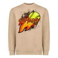 Mushroom Softball game day leopard fire and ball Heavyweight Sweatshirt - HowdyJamesFarm