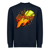 Navy Softball game day leopard fire and ball Heavyweight Sweatshirt - HowdyJamesFarm