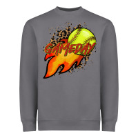 Softball Game Day Leopard Fire And Ball Heavyweight Sweatshirt | Teevron