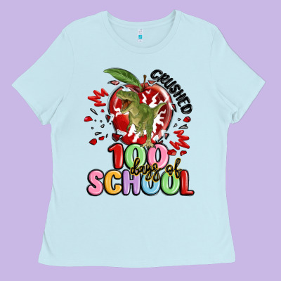 Crushed 100 Days Of School Ladies Tee Designed By Maliassmallbusiness