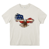 Cream 4th july eagle Heavy Core Tee - MaliasSmallBusiness