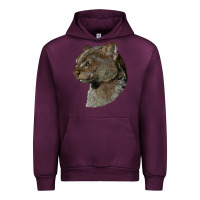 Mauve Wine Jaguarundi Head Urban Hoodie - LillyAllenDesigns
